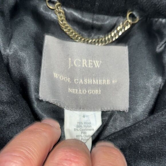 J. CREW Cashmere Wool blend Nello Gori Duffle Hooded Toggle Zipper Coat Jacket 4 - Picture 6 of 12